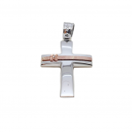 White gold cross k14 with white gold flower and a zircon (code P1662) 